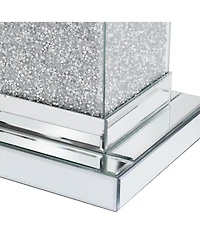 Streamdale Mirrored End Table with Led Lights, Crushed Diamond Accent