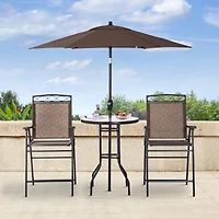 4-Piece Patio Dining Set with Folding Chairs and Adjustable Umbrella