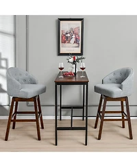 Skonyon Set of 2 Swivel Bar Stools with Rubber Wood Legs and Padded Back