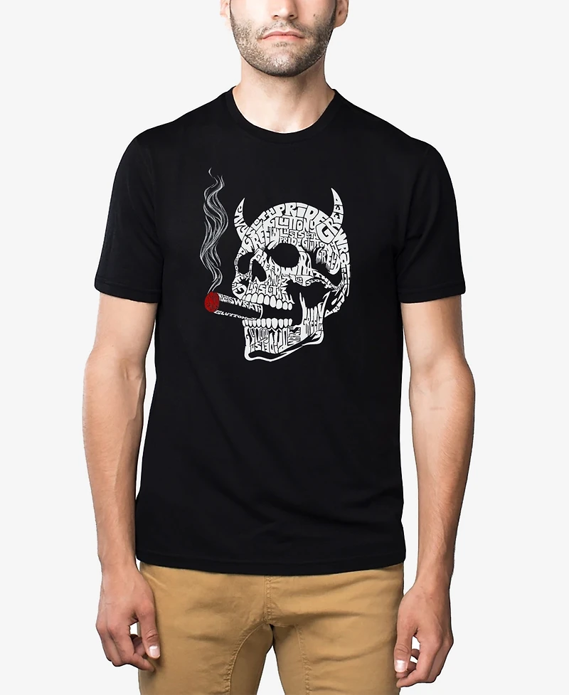 La Pop Art Men's 7 Deadly Sins Skull Premium Blend Word T-Shirt