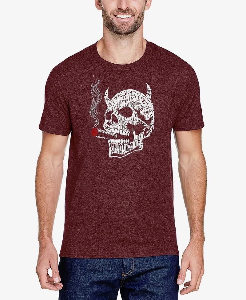 La Pop Art Men's 7 Deadly Sins Skull Premium Blend Word T-Shirt
