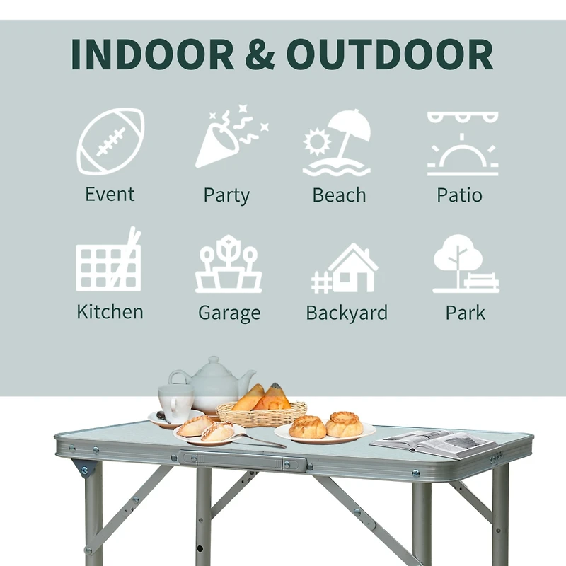 23" Adjustable Folding Camping Table with Carry Handle