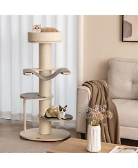 Skonyon 47 Inches Cat Tree for Indoor Cats with Thickened Sisal Scratching Posts-Gray