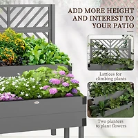 Streamdale Furniture 2-Tiered Trellis Garden Bed, Wooden Planter Box with Legs