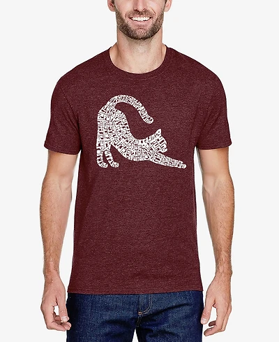 La Pop Art Men's Stretching Cat Premium Blend Word T-Shirt