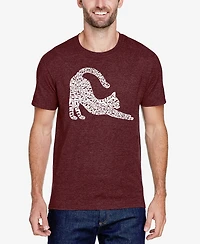 La Pop Art Men's Stretching Cat Premium Blend Word T-Shirt