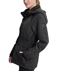 Dkny Women's Quilted Elastic-Waist Hooded Zipper Jacket