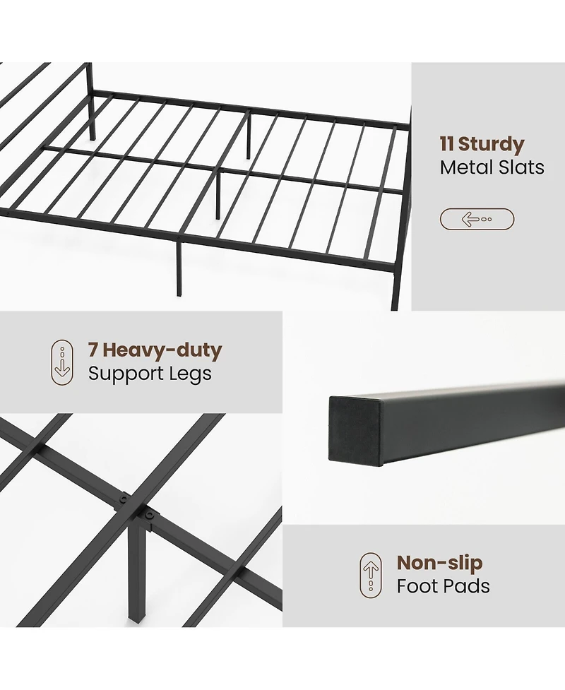Twin Size Metal Canopy Bed Frame with Slat Support-Twin Size