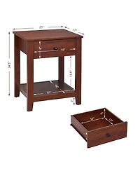 Sugift Set of 2 Nightstand with Storage Shelf and Pull Handle