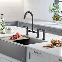 Streamdale Furniture Double Handle Bridge Kitchen Faucet with Side Spray