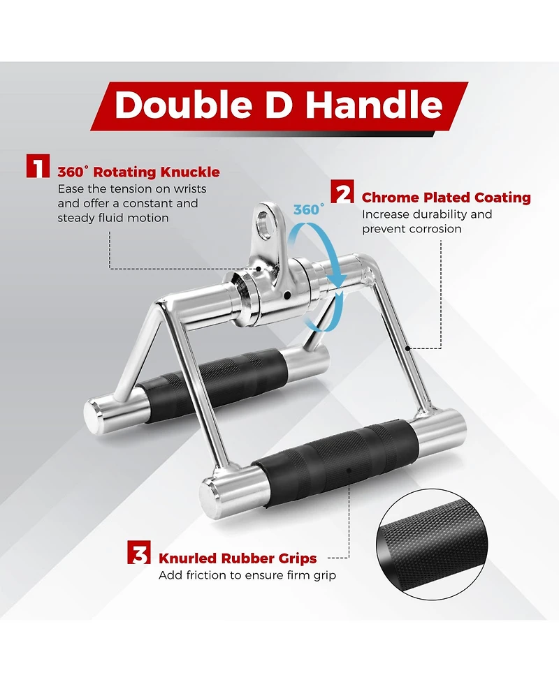 Sugift 4-Piece Cable Machine Attachment Set for Home Gym