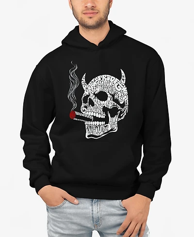 La Pop Art Men's 7 Deadly Sins Skull Word Hooded Sweatshirt