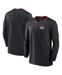 Nike Men's Black Ohio State Buckeyes 2024 Sideline Coach Performance Half-Zip Long Sleeve Top