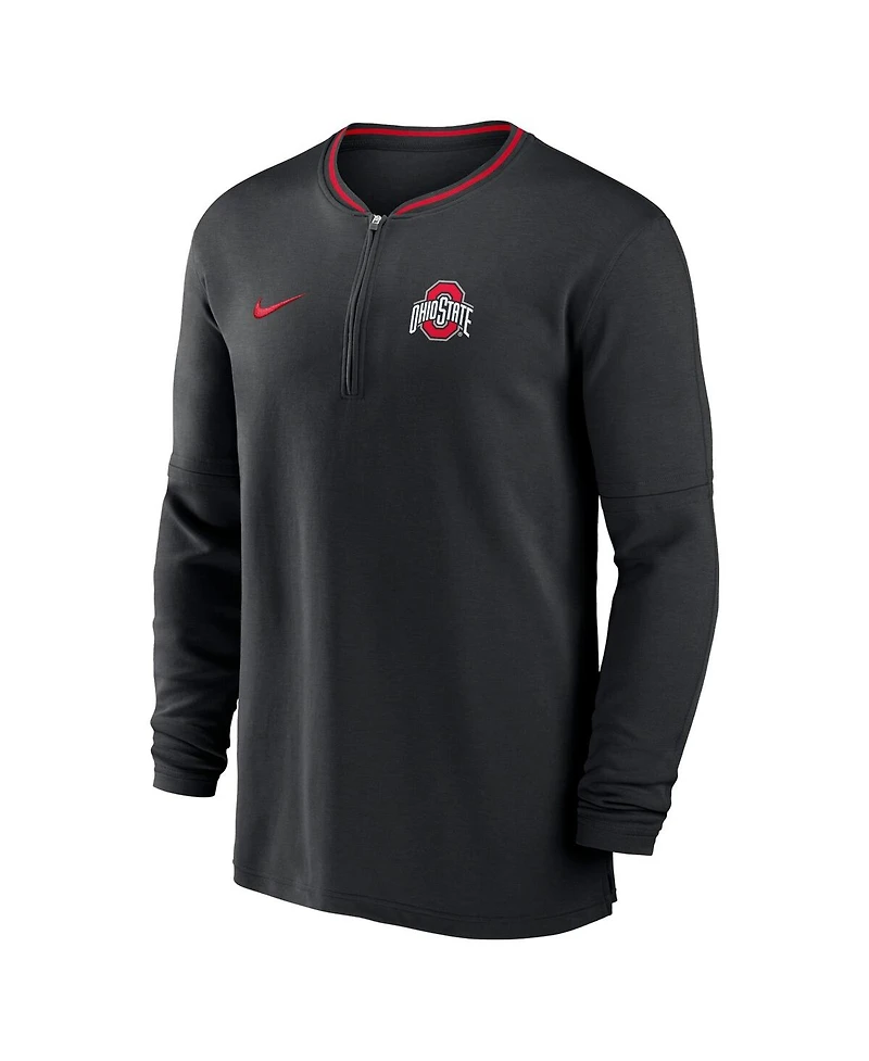 Nike Men's Black Ohio State Buckeyes 2024 Sideline Coach Performance Half-Zip Long Sleeve Top