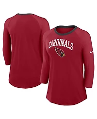 Nike Women's Cardinal Arizona Cardinals Raglan 3/4 Sleeve T-Shirt
