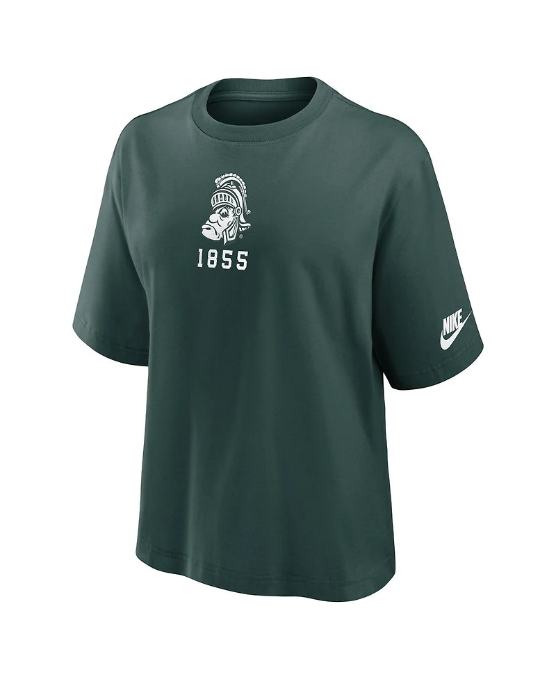 Nike Women's Green Michigan State Spartans Boxy Legacy Established T-Shirt