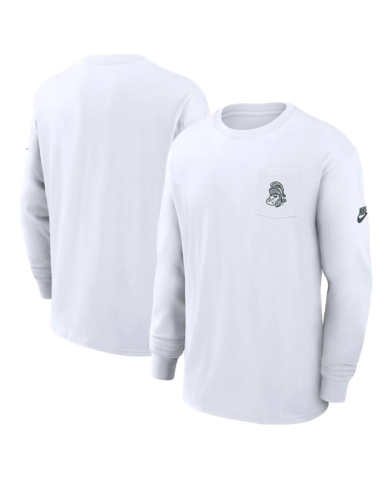 Nike Men's White Michigan State Spartans Legacy Max90 Pocket Long Sleeve T-Shirt