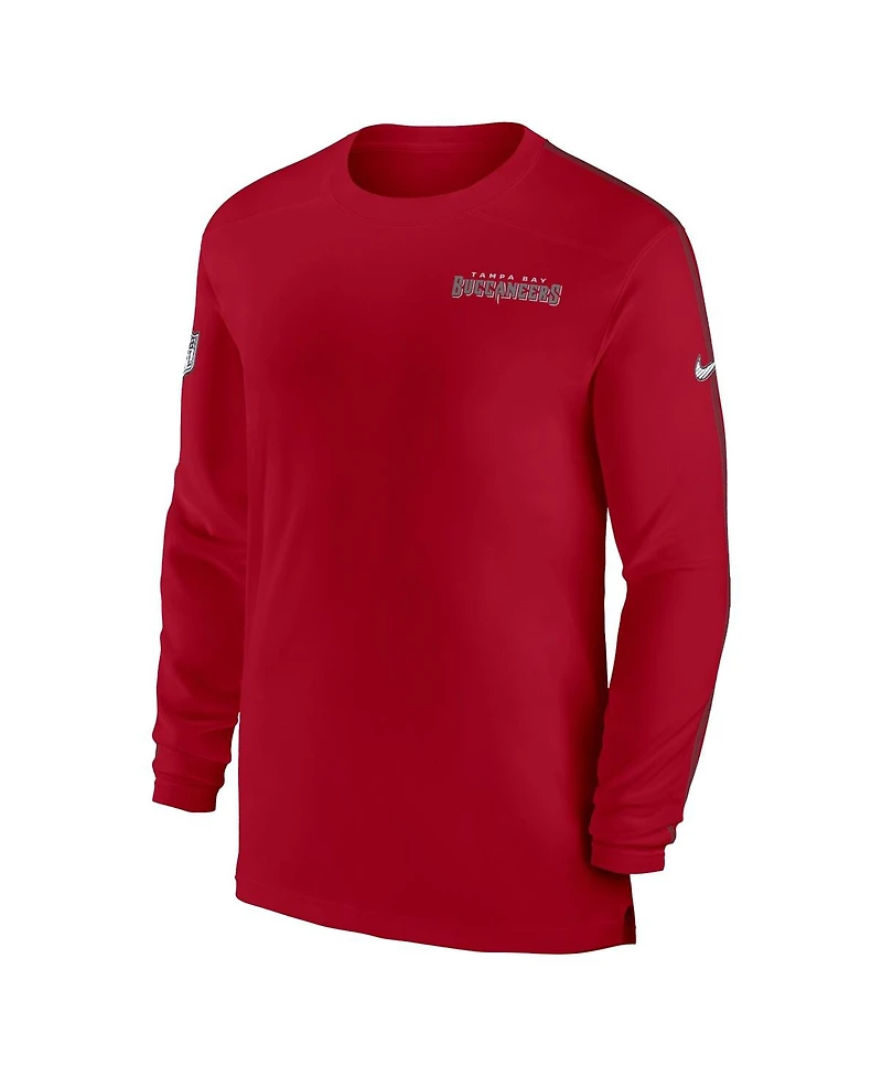 Nike Men's Red Tampa Bay Buccaneers Sideline Coach Uv Performance Long Sleeve T-Shirt