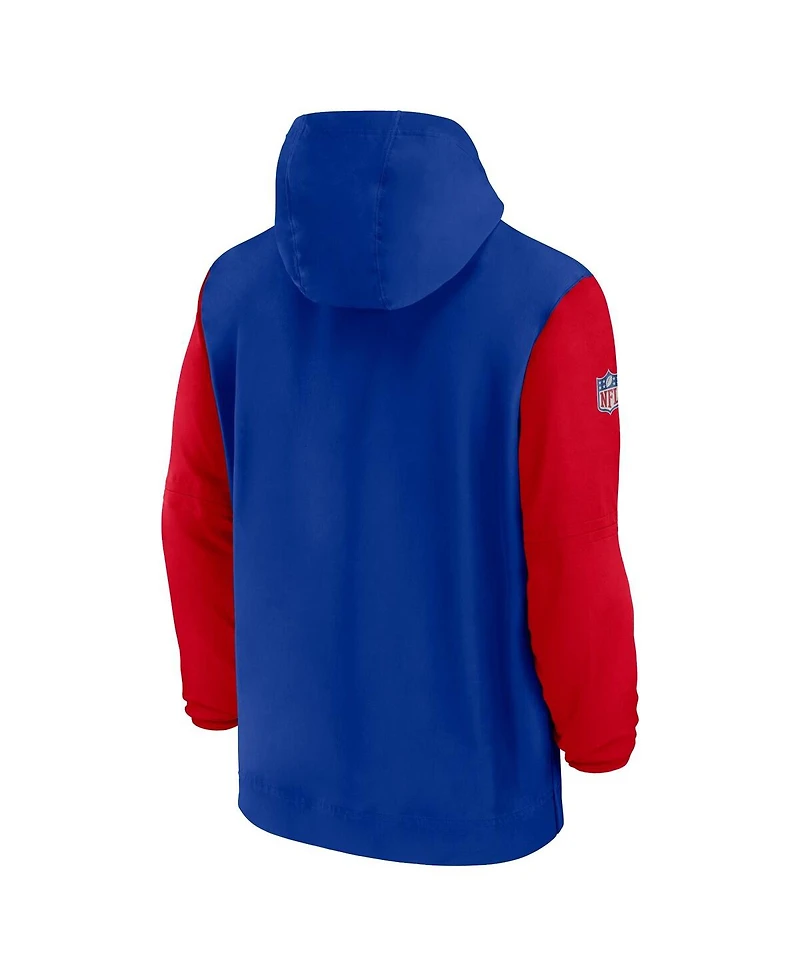 Nike Men's Royal/Red Buffalo Bills 2024/25 Sideline Pre-Game Player 1/2-Zip Hoodie Jacket