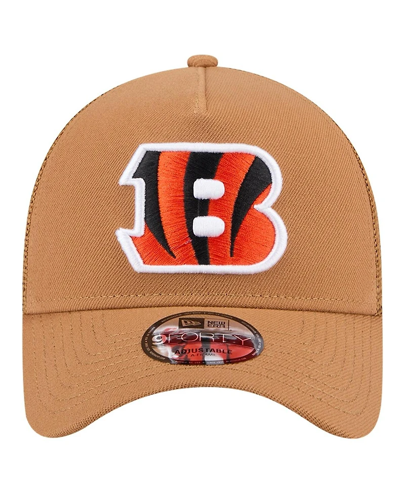 New Era Men's Brown Cincinnati Bengals Color Pack A-Frame Trucker 9FORTY Adjustable Hat