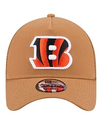 New Era Men's Brown Cincinnati Bengals Color Pack A-Frame Trucker 9FORTY Adjustable Hat