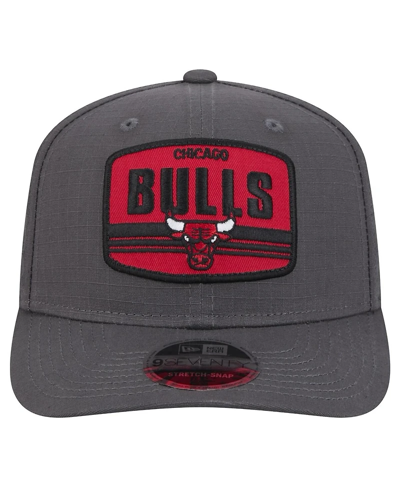 New Era Men's Graphite Chicago Bulls Team Elevated Patch 9SEVENTY Adjustable Hat