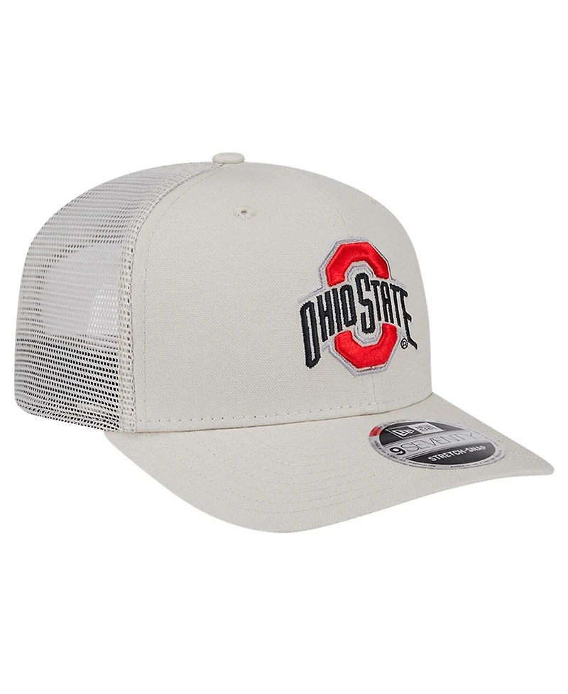 New Era Men's Stone Ohio State Buckeyes Canvas 9SEVENTY Stretch-Snap Hat