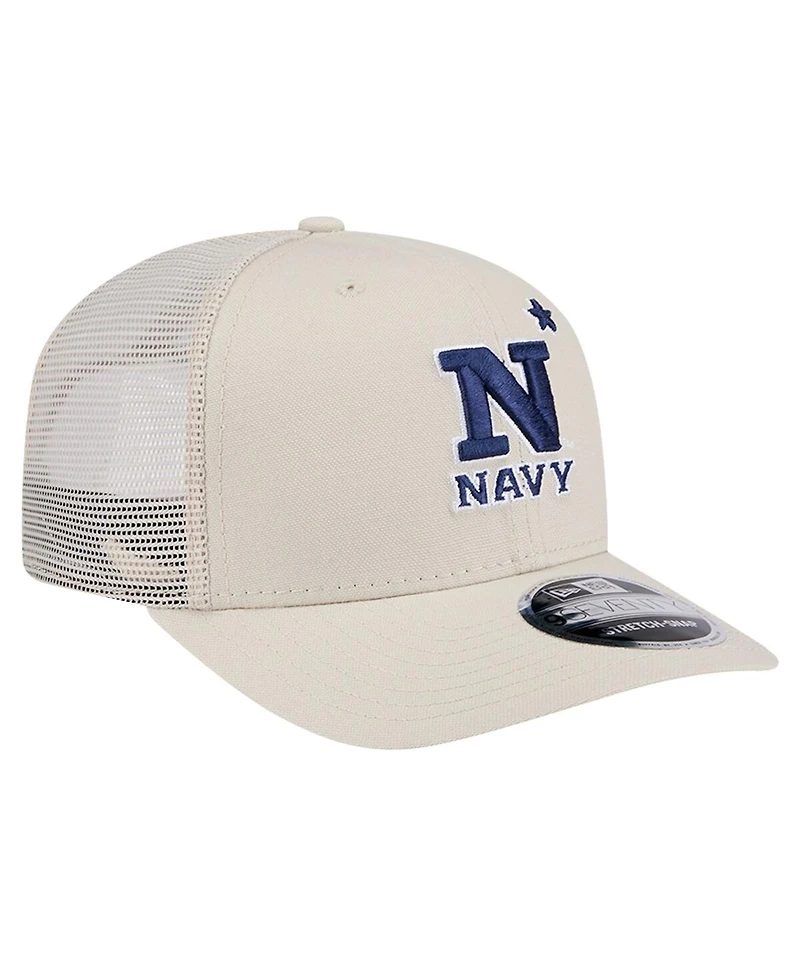 New Era Men's Natural Navy Midshipmen Canvas 9SEVENTY Stretch-Snap Hat