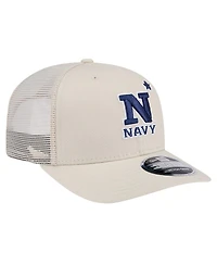 New Era Men's Natural Navy Midshipmen Canvas 9SEVENTY Stretch-Snap Hat