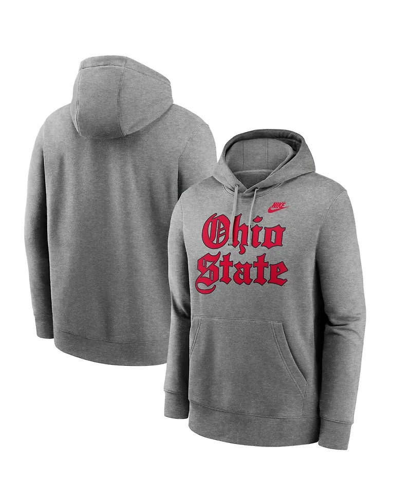 Nike Men's Gray Ohio State Buckeyes Old English Fleece Pullover Hoodie