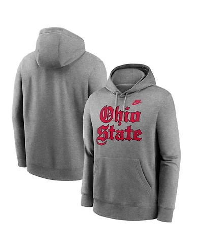 Nike Men's Gray Ohio State Buckeyes Old English Fleece Pullover Hoodie