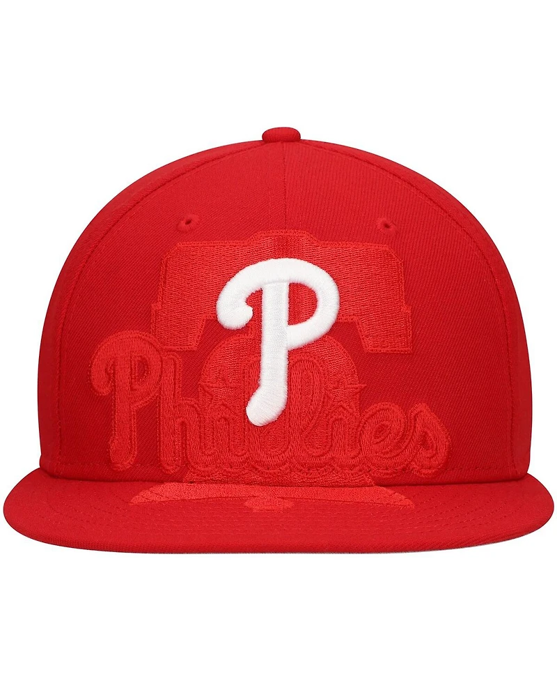 New Era Men's Red Philadelphia Phillies Shadow Logo 59FIFTY Fitted Hat
