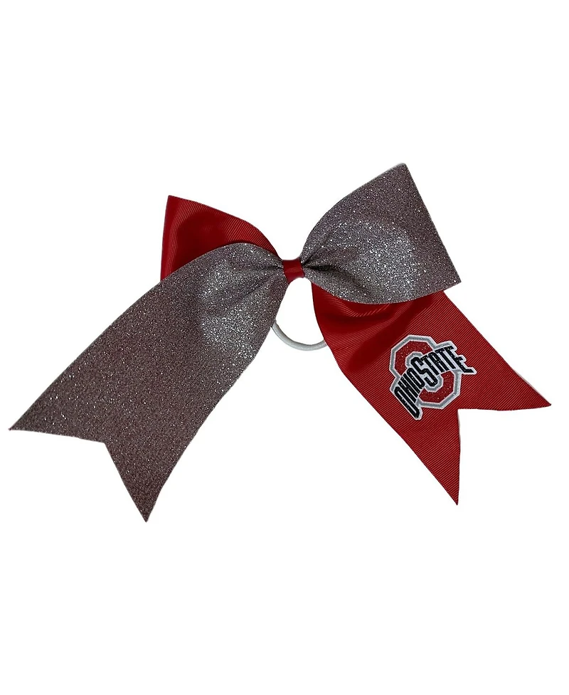 Usa Licensed Bows Ohio State Buckeyes Jumbo Glitter Bow with Ponytail Holder