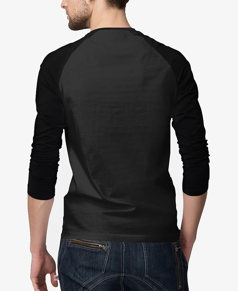 La Pop Art Men's Halloween Bat Raglan Baseball Word Art T-Shirt