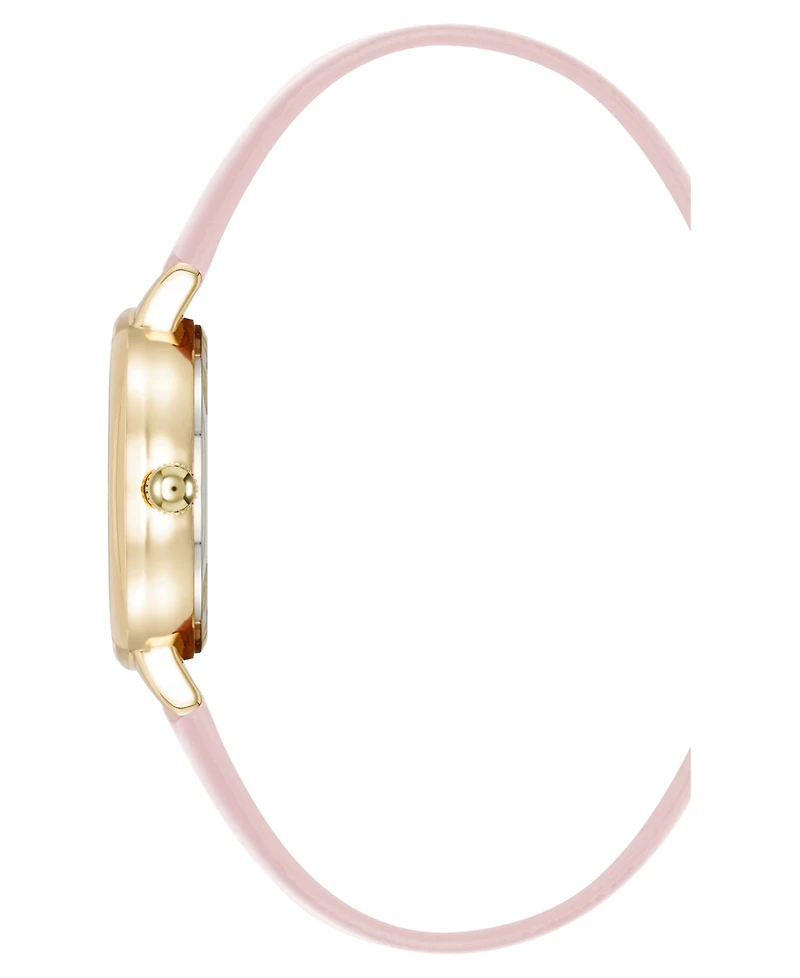 Anne Klein Women's Quartz Easy to Read Pink Leather and Gold-Tone Alloy Metal Watch, 32.5mm