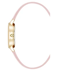 Anne Klein Women's Quartz Easy to Read Pink Leather and Gold-Tone Alloy Metal Watch, 32.5mm