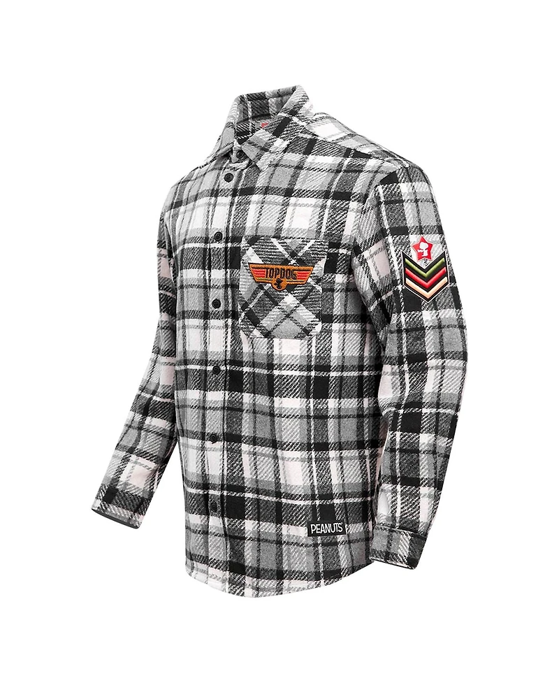 Freeze Max Men's Snoopy Black Peanuts Top Dog Flannel Button-Up Shirt