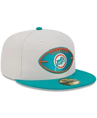 New Era Men's Stone/Aqua Miami Dolphins 2024 Sideline Historic 59FIFTY Fitted Hat