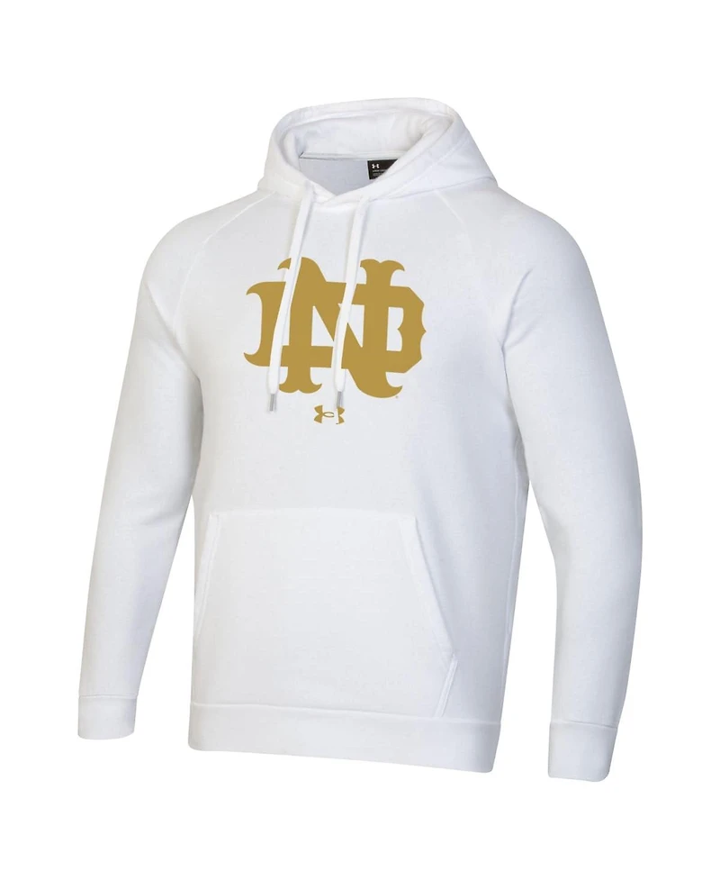 Under Armour Men's White Notre Dame Fighting Irish Throwback Interlocking Nd Gold Rush Rival Raglan Pullover Hoodie