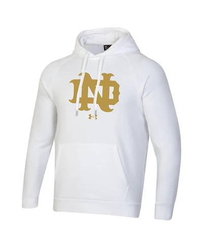 Under Armour Men's White Notre Dame Fighting Irish Throwback Interlocking Nd Gold Rush Rival Raglan Pullover Hoodie