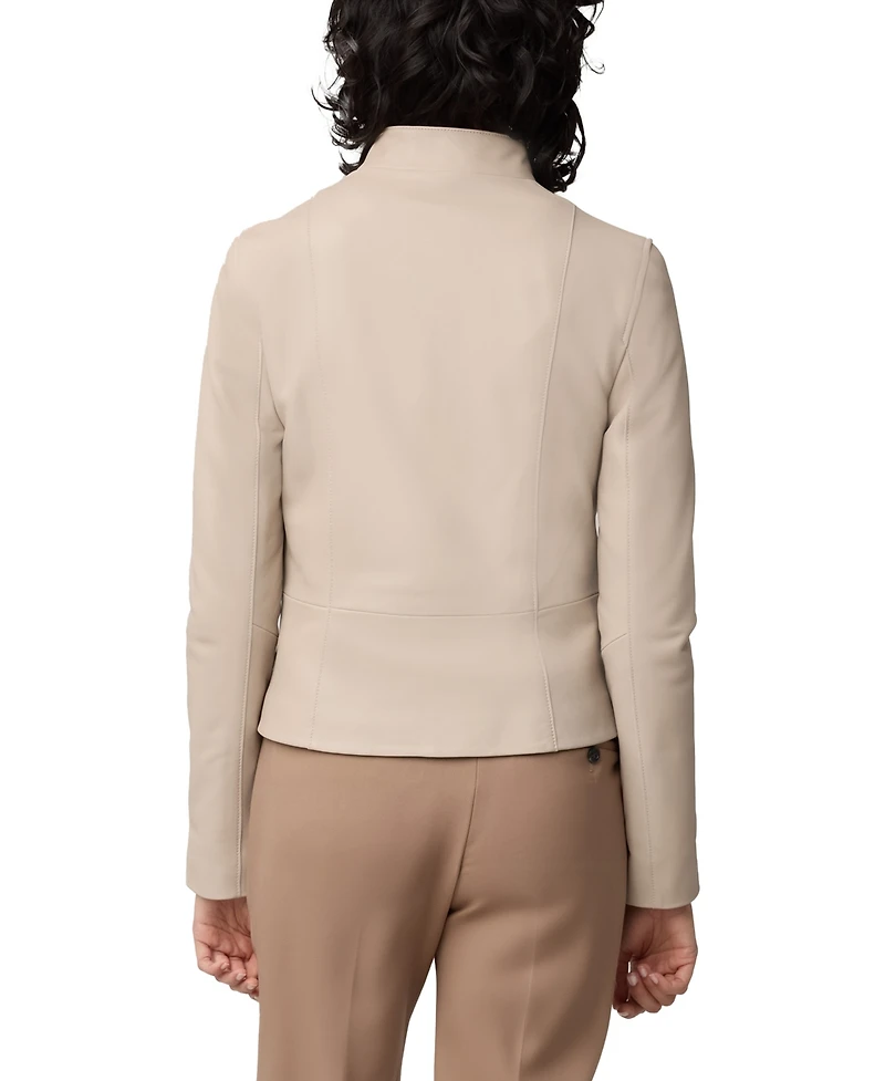 Soia & Kyo Women's Saskia-l Slim-Fit Leather Jacket With Stand Collar