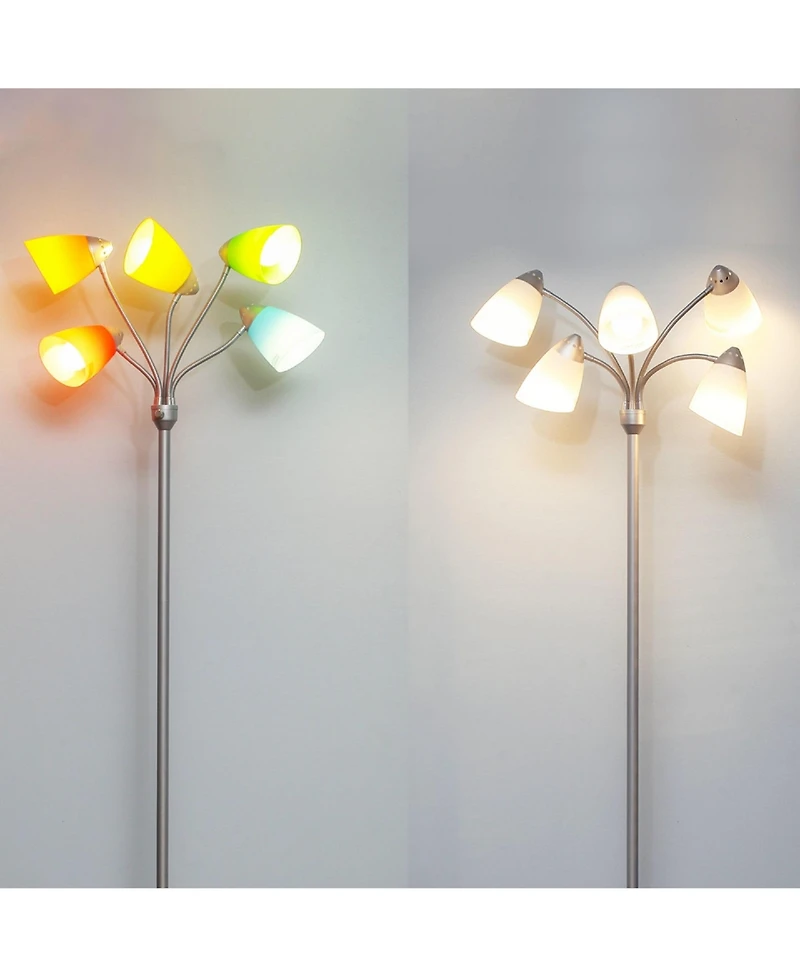 Medusa 74" Led 5-Light Floor Lamp with Interchangeable Shades