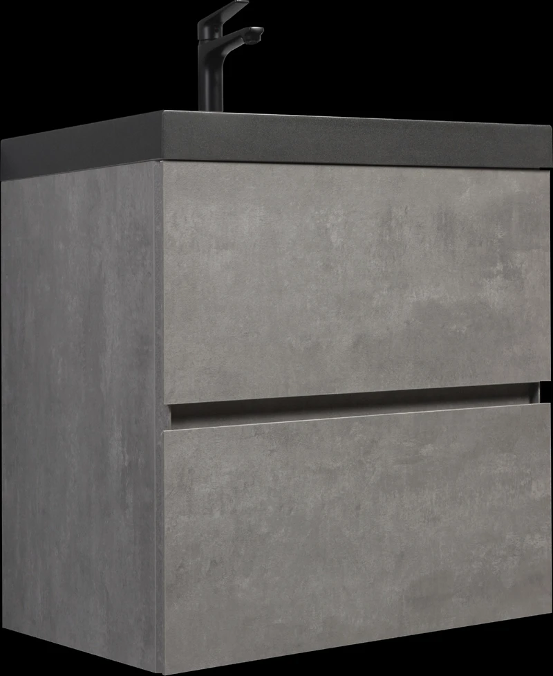 Streamdale Furniture Modern 30" Floating Vanity with Black Quartz Top, Grey