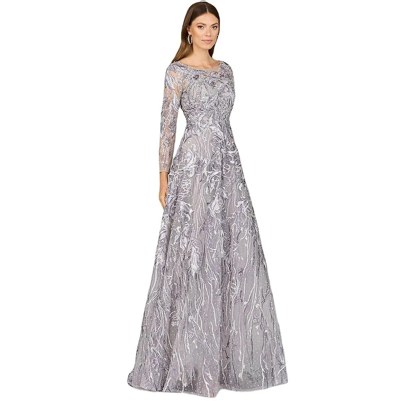 Lara Women's Long Sleeve Modest A-line Gown