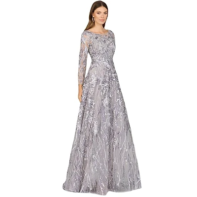 Lara Women's Long Sleeve Modest A-line Gown