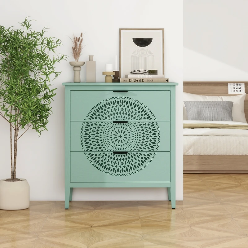 Streamdale Carved Wood Dresser with Storage