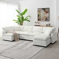Streamdale Furniture Modern Modular 6-Seat Cloud Sofa Bed with Ottoman