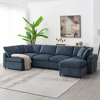 Streamdale Furniture Modern Modular 6-Seat Cloud Sofa Bed with Ottoman