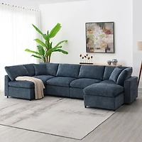 Streamdale Furniture Modern Modular 6-Seat Cloud Sofa Bed with Ottoman