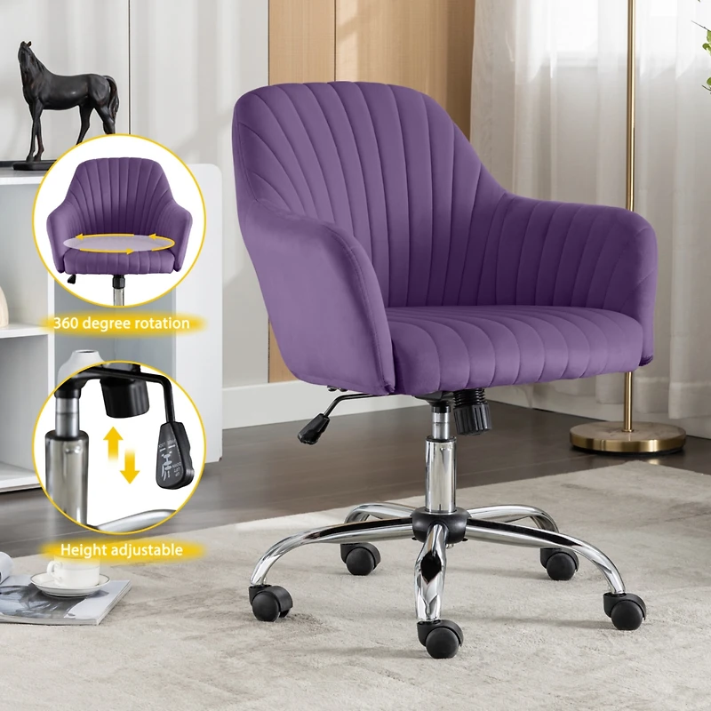 Streamdale Modern Velvet Accent Chair with Adjustable Height and Casters
